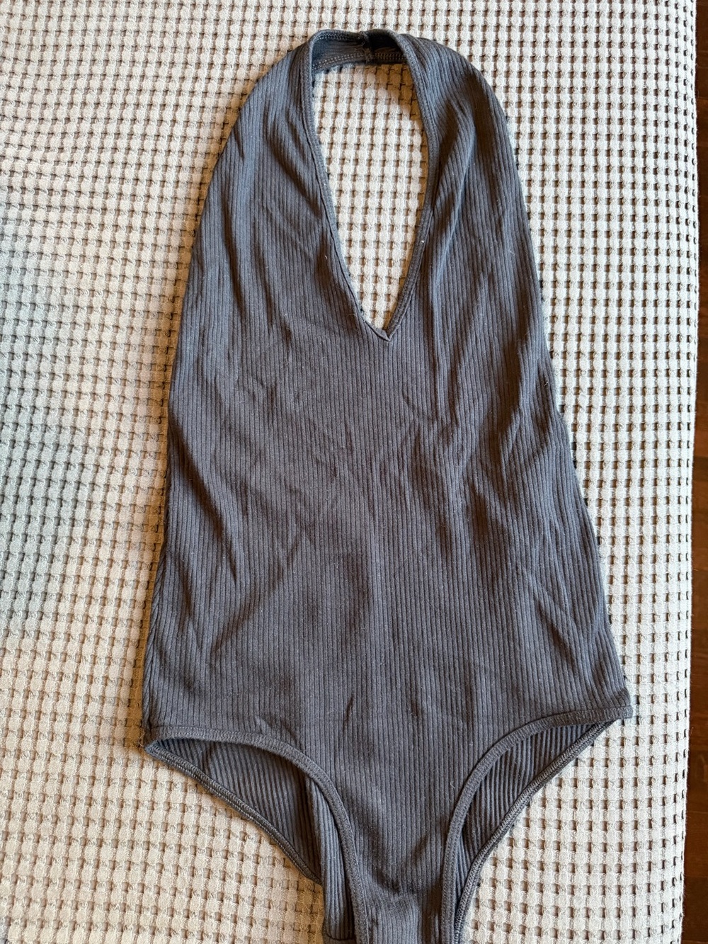 Zara Ribbed One-Piece Bodysuit in black